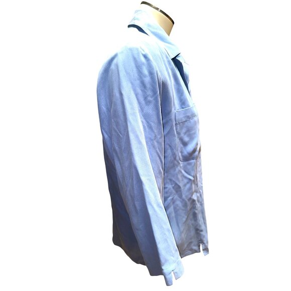 Notations Medium Blue Silk Button Blouse Coastal Minimalist Chic Resort Citycore - Picture 5 of 8